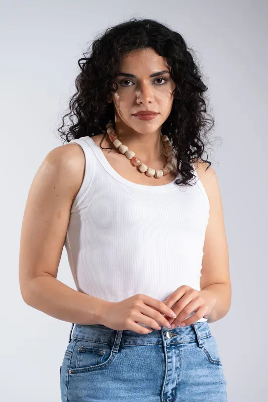 Top Basic Rib Αμάνικο