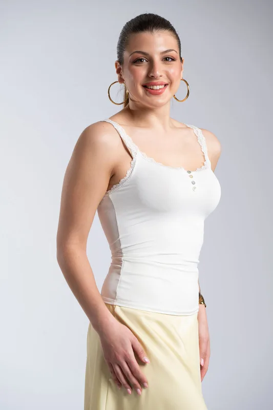 Top Solid Color Straps Buttons 