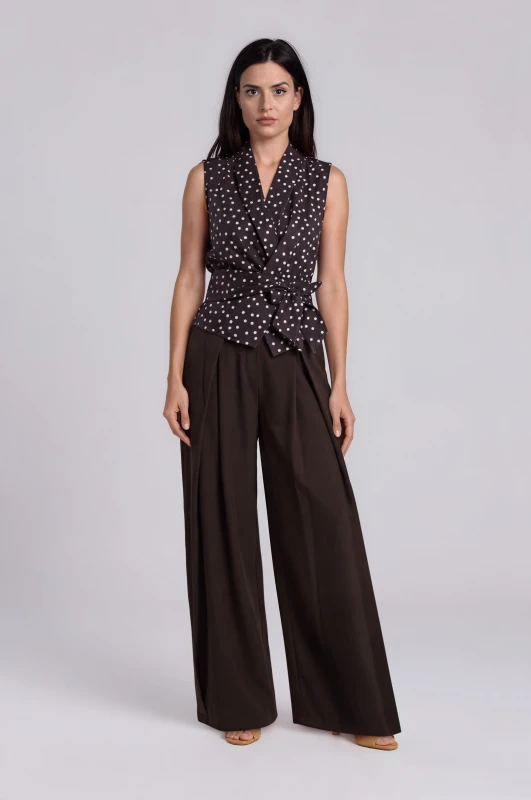 Top Polka Dot Asymmetrical with Tie 
