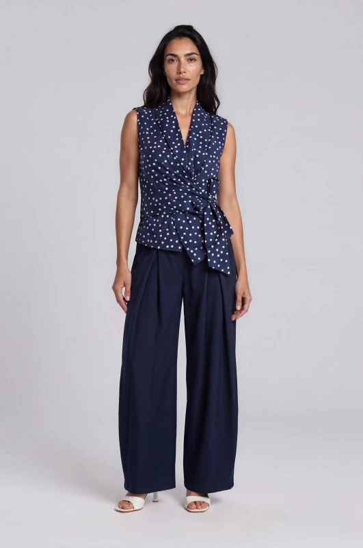 Top Polka Dot Asymmetrical with Tie 