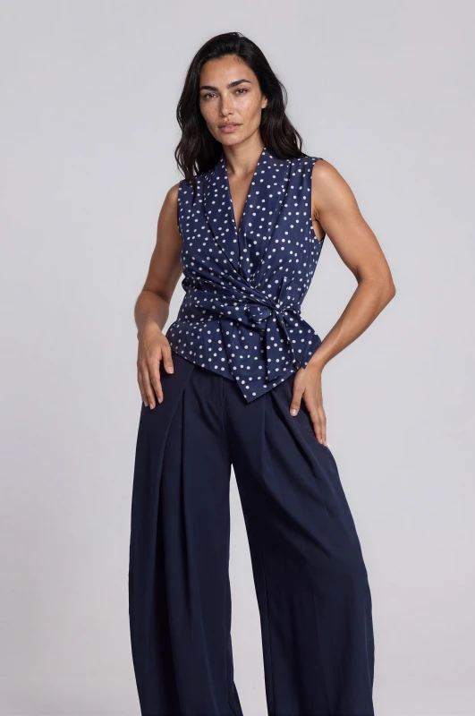 Top Polka Dot Asymmetrical with Tie 
