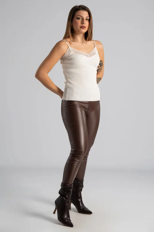 Τοπ Τιράντα Δαντέλα Rib