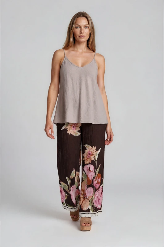 Solid-Color Linen Top Strap