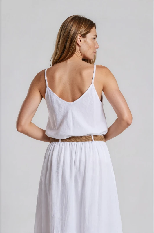 Solid-Color Linen Top Strap