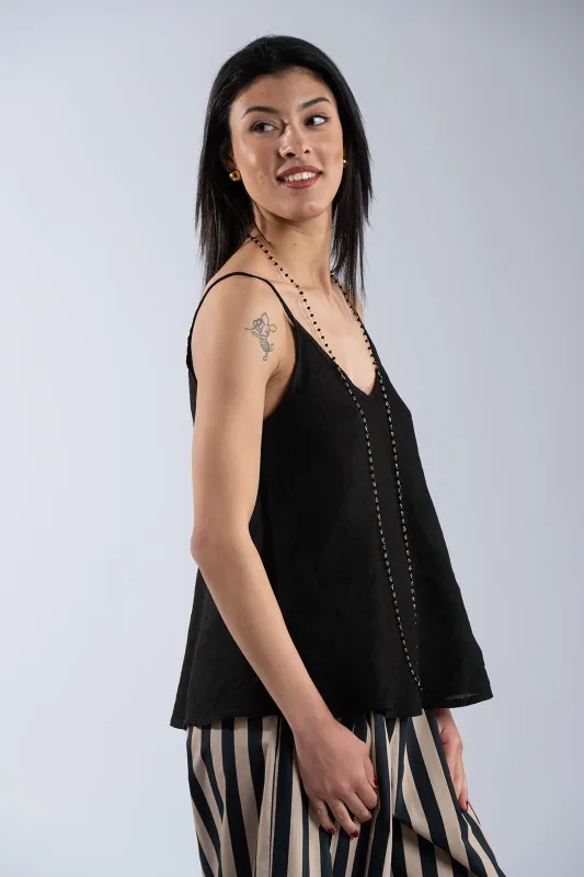 Solid-Color Linen Top Strap