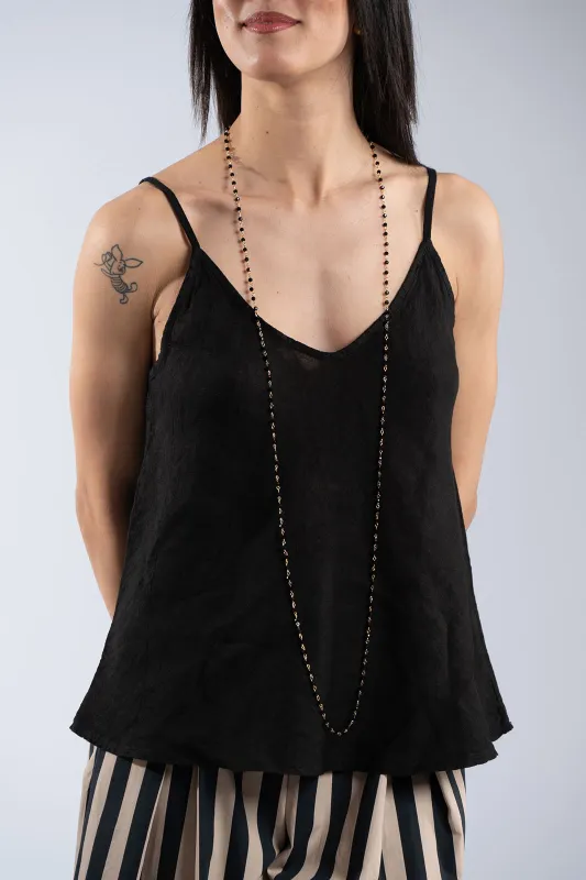 Solid-Color Linen Top Strap