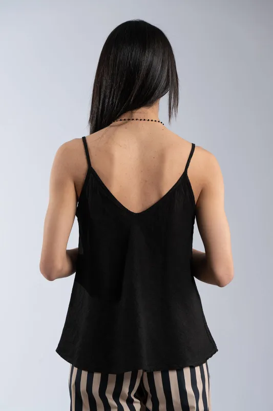 Solid-Color Linen Top Strap