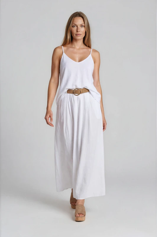 Solid-Color Linen Top Strap