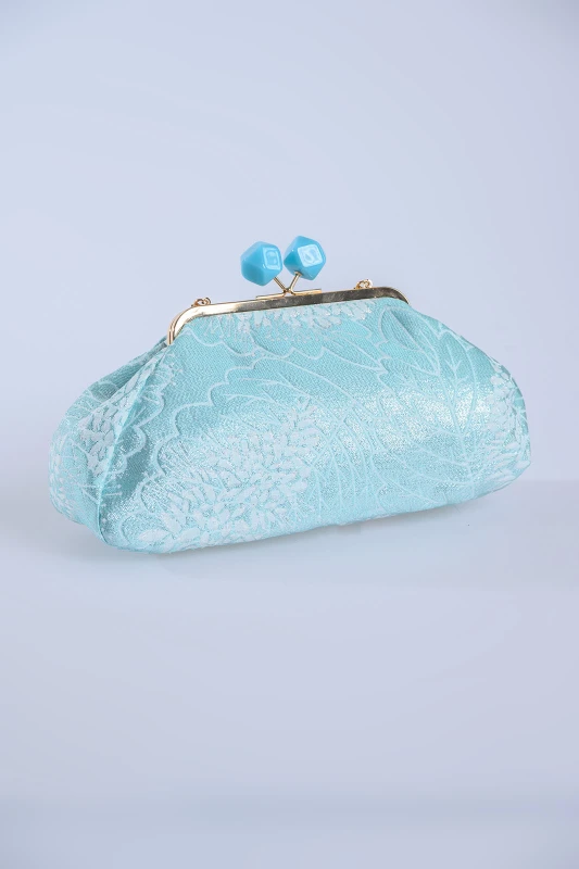 Τσάντα Clutch Leaves Ασημοκλωστή