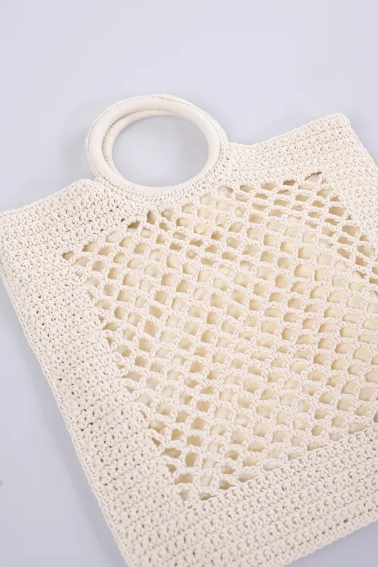 Τσάντα Crochet Cream