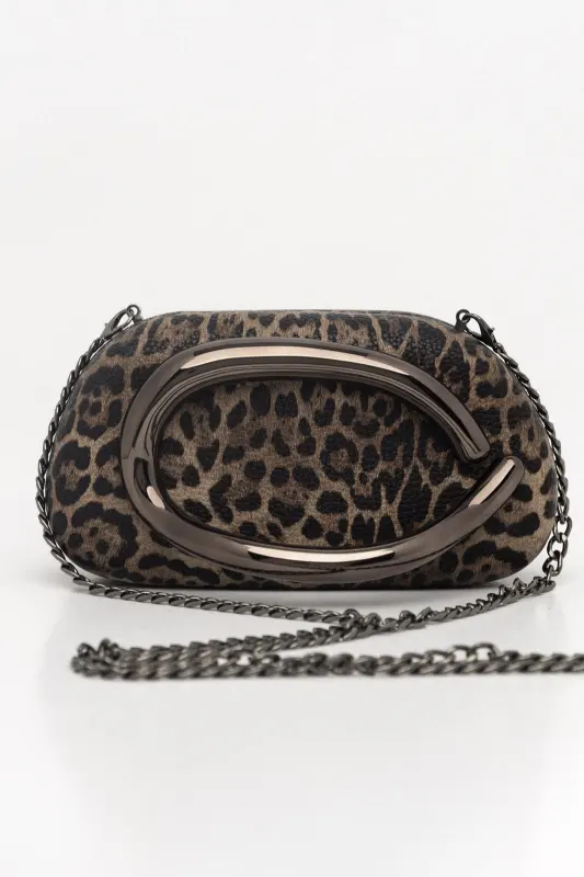 Τσάντα Δερματίνη Leopard Χειρός