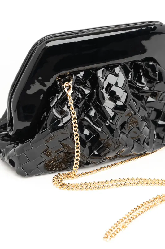 Bag Effect Braided Patent Leatherette