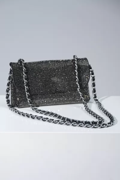 Τσάντα Glam Rose Silver-Μαύρη