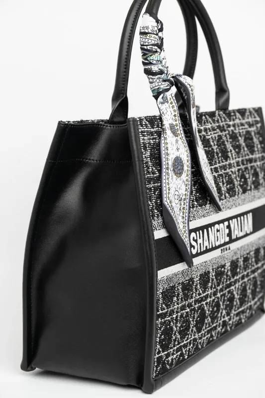 Τσάντα Handbag Γεωμετρικά Σχέδια Φουλάρι