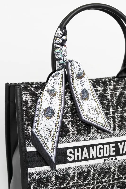 Τσάντα Handbag Γεωμετρικά Σχέδια Φουλάρι