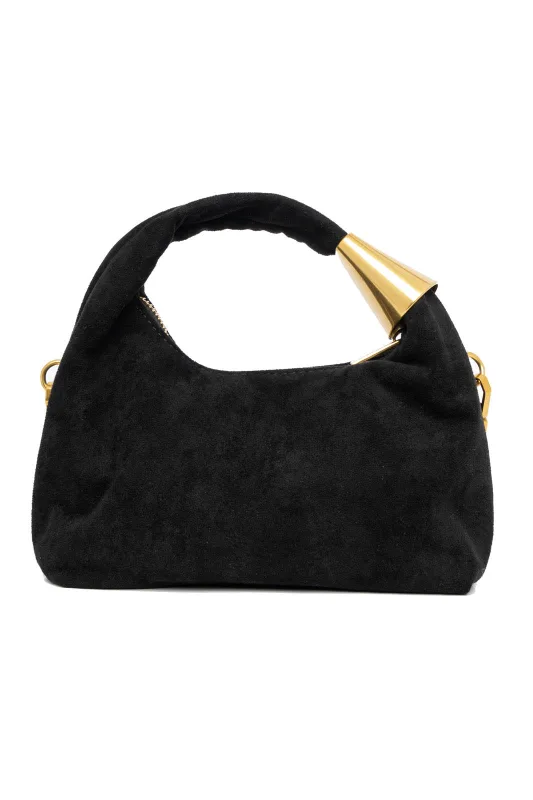 Hobo Bag Suede Gold Detail
