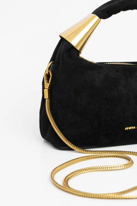 Hobo Bag Suede Gold Detail