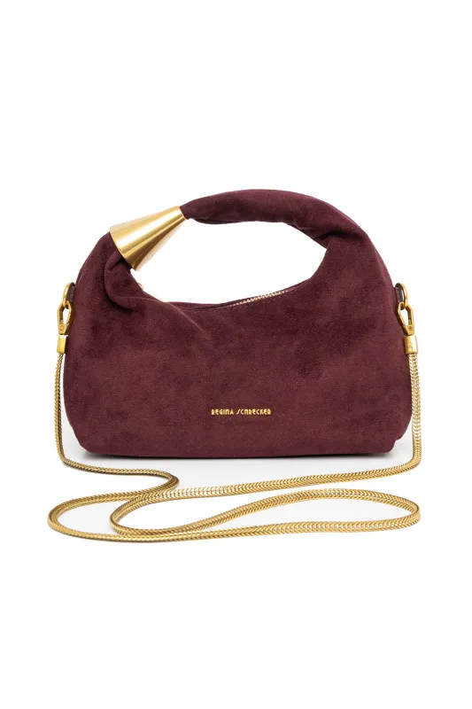 Τσάντα Hobo Suede Χρυσή Λεπτομέρεια