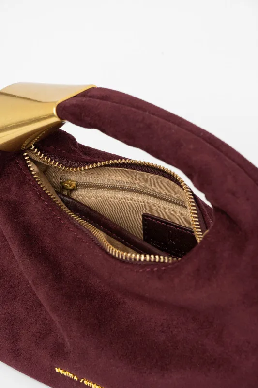 Hobo Bag Suede Gold Detail