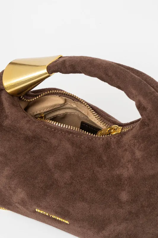 Hobo Bag Suede Gold Detail