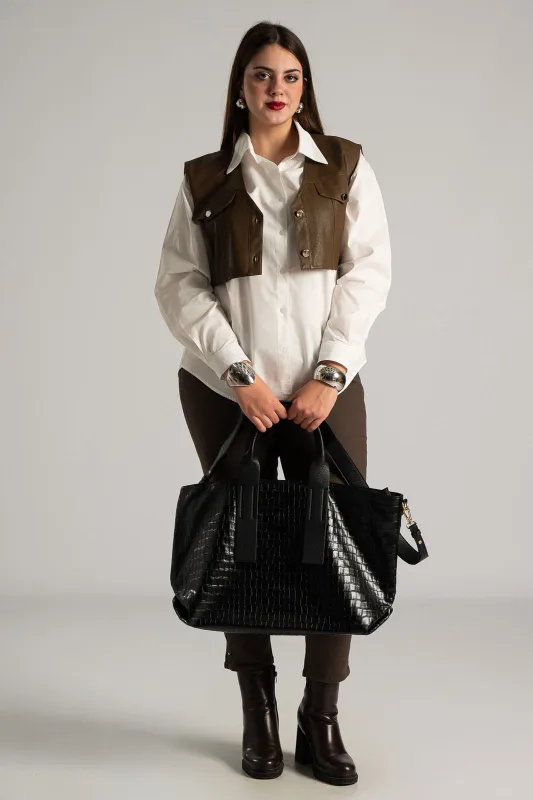 Τσάντα Μεγάλη Croco Shoulder