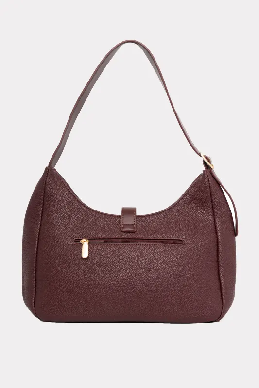 Shoulder Bag Leather Solid Color