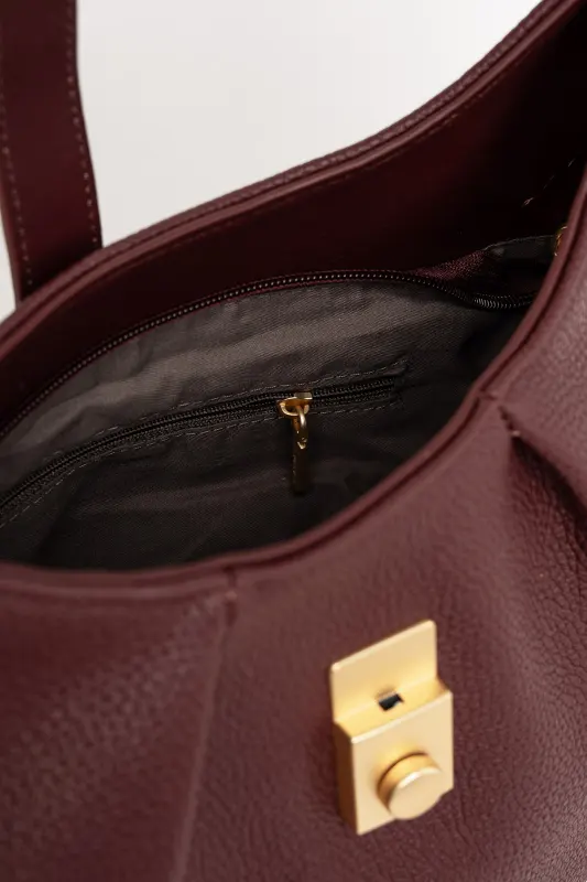Shoulder Bag Leather Solid Color