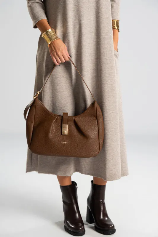 Shoulder Bag Leather Solid Color