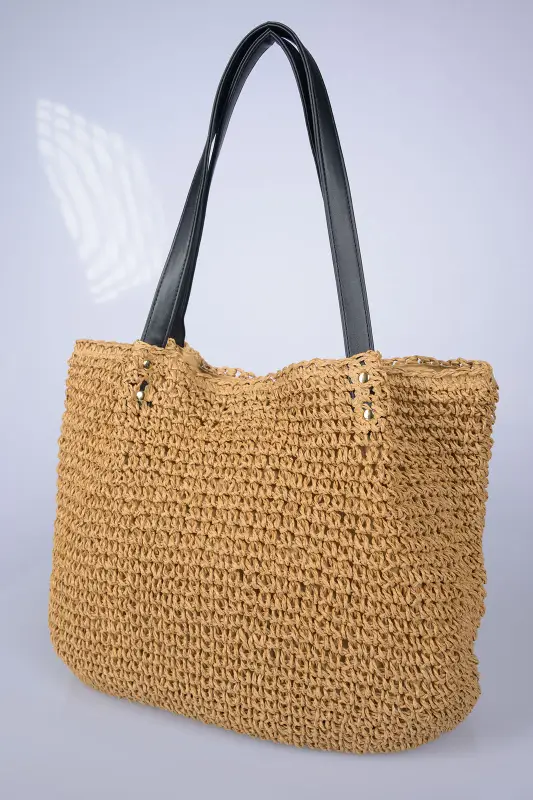 Τσάντα Raffia Δερματίνη Χερούλια