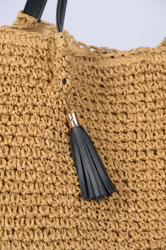 Τσάντα Raffia Δερματίνη Χερούλια