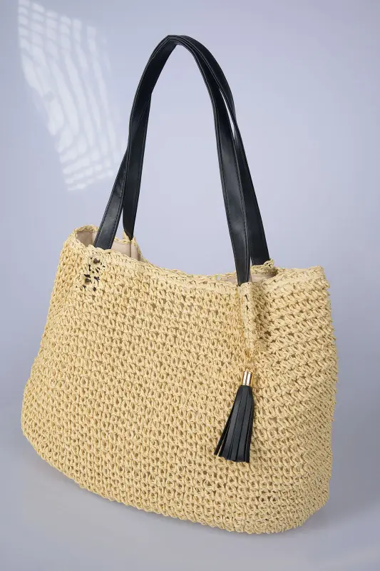 Τσάντα Raffia Δερματίνη Χερούλια