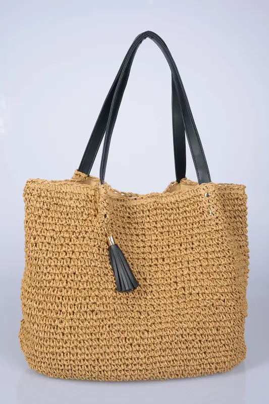 Τσάντα Raffia Δερματίνη Χερούλια