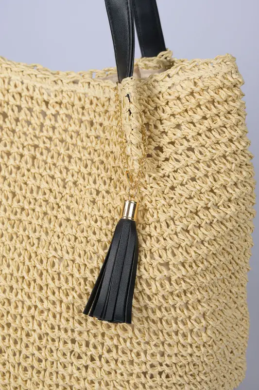 Τσάντα Raffia Δερματίνη Χερούλια