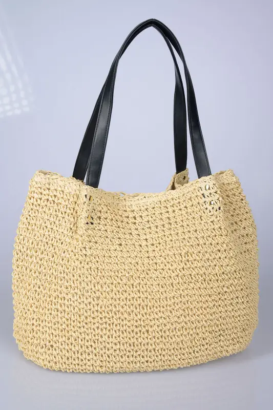 Τσάντα Raffia Δερματίνη Χερούλια