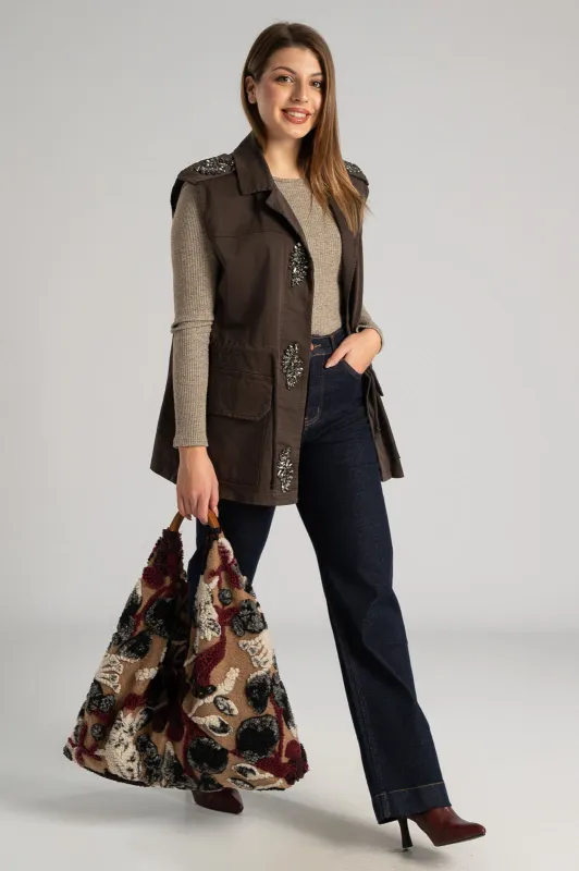 Bag Shoulder Embossed Leaves