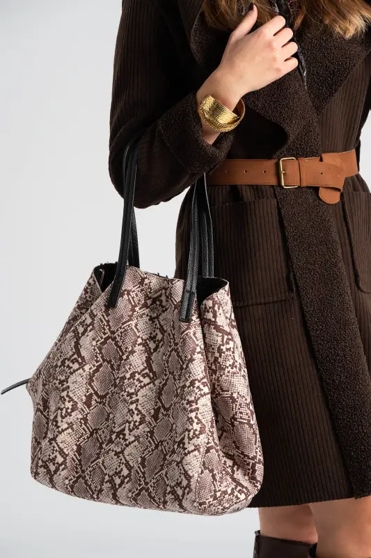 Τσάντα Σουέτ Shopper Croco