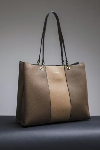 Τσάντα Tote Μπεζ-Chocolate
