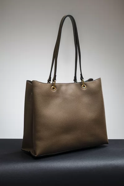 Τσάντα Tote Μπεζ-Chocolate