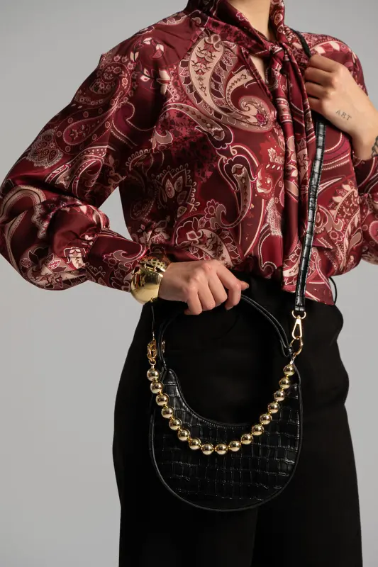 Croco Leatherette Crossbody Bag 