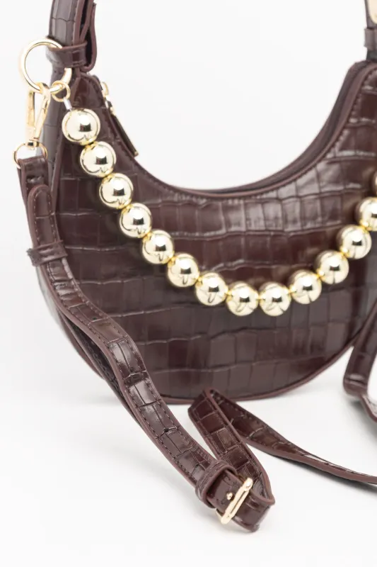 Τσάντα Χιαστή Δερματίνη Croco