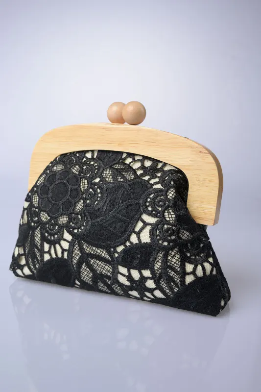  Wooden Clutch Bag Lace Flora 