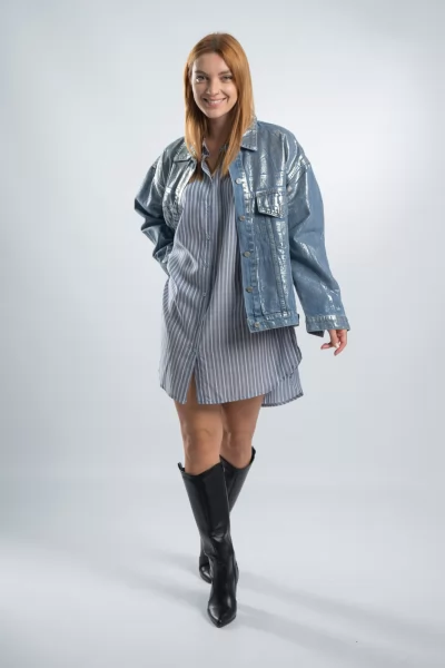 Τζιν Jacket Μεταλλιζέ Denim Blue