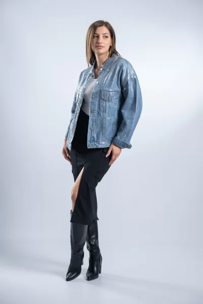Τζιν Jacket Μεταλλιζέ Denim Blue