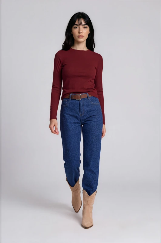 Jeans Leopard-Print With Belt