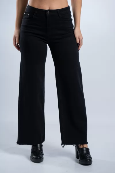 Τζιν Mom Fit Ξέφτια Μαύρο