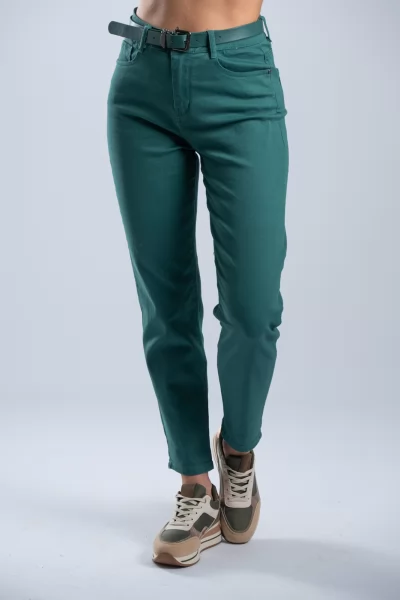 Τζιν Mom Fit Ζώνη Πράσινο