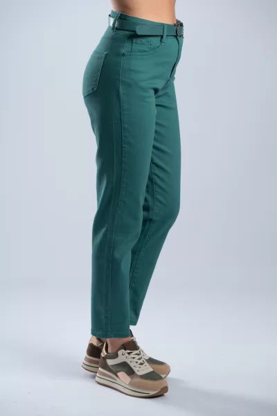Τζιν Mom Fit Ζώνη Πράσινο