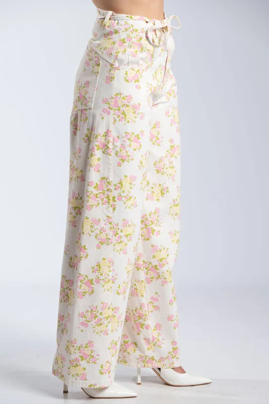 Tζιν Παντέλονι Floral Relaxed Straight