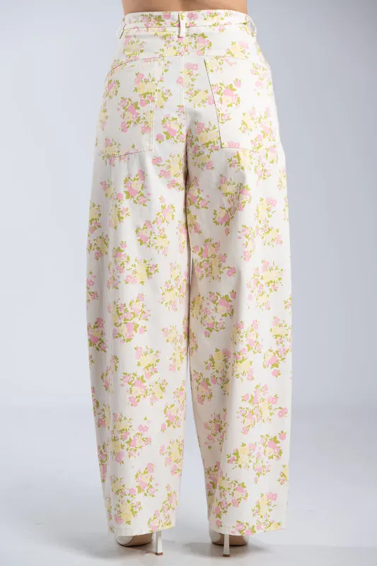 Tζιν Παντέλονι Floral Relaxed Straight