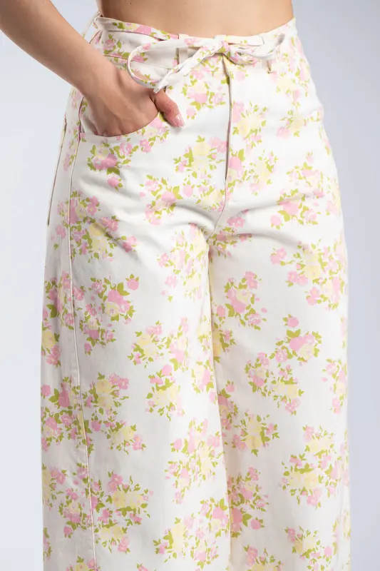Tζιν Παντέλονι Floral Relaxed Straight